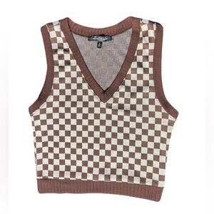 Preppy vintage checkered Cropped Tank Sweater